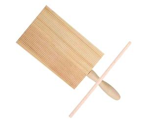 Operitacx Tabla para Hacer Ñoquis de Madera Maciza Paleta Ergonómica, Kit para Pasta Casera Resistente al Desgaste, Utensilios de Cocina Prácticos para Amasado y Corte, Adecuado para Uso