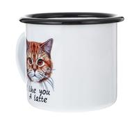 Operitacx Taza de Esmalte Vintage 350ml para Café y Té en Casa | Acabado Esmaltado, Superficie Lisa Motivos de Animales, Incluye Cuchara, para Bebidas Frías y Calientes