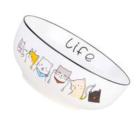 Operitacx Tazón de Cerámica para Gatos Diseño de Dibujos Animados, Fácil de Limpiar Volumen Suficiente para Desayuno y Sopa en Cocina