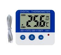 Operitacx Termómetro Digital Interior y Exterior con Alarma de Temperatura Alta y Baja Pantalla LED Medidor de Humedad para Casa y Cocina Blanco y Azul Indicador de Máxima y Mínima