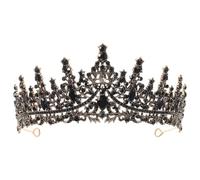 Operitacx Tiara de Novia Barroca Vintage Negra Cristales de Imitación, Aleación de Zinc, Diseño Floral y Hojas, Adecuado para Ocasiones Obsequios y Bodas