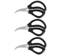 Operitacx Tijeras de Cocina de Acero Inoxidable Resistentes y Ahorradoras para Línea de Camarones Diseño Curvado, Paquete de 3 Piezas para Mariscos y Uso Doméstico