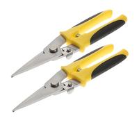 Operitacx Tijeras de Hojalatero para Metal Cortador de Acero Acero Inoxidable Corte Recto Resorte Ergonómico Uso Industrial 2 Piezas para Construcción y Chapa Metálica