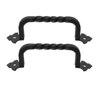 Operitacx Tirador de Puerta de Granero Negro 2 Piezas, Manijas Metálicas Rústicas para Puertas Corredizas y Garaje, Tamaño 100 Mm, Resistentes Intemperie para Uso Exterior E