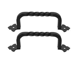 Operitacx Tirador de Puerta de Granero Negro 2 Piezas, Manijas Metálicas Rústicas para Puertas Corredizas y Garaje, Tamaño 100 Mm, Resistentes Intemperie para Uso Exterior E