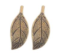 Operitacx Tiradores de Cajón de Latón Envejecido 2 Piezas, Pomos para Armarios Diseño de Hoja, Tiradores para Cocina y Muebles, Perillas Decorativas Resistentes y Compatibles para Puerta