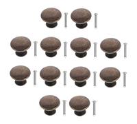 Operitacx Tiradores de Latón Antiguo para Muebles Redondos Cabeza Plana, Tiradores de Metal para Armarios y Cajones, 12 Unidades para Puertas de Gabinete, Uso Doméstico y Renovación