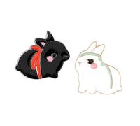 Opexicos 2 pines de conejo bailarín con texto en inglés "Happy Dancing Rabbit Pin Cute Twist Butt Bunny Badges Broches Esmalte Pin de solapa Pin Mochila Accesorios Regalo Blanco Negro