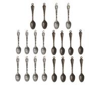 Opexicos - 20 piezas de dijes de metal con forma de cuchara tallada vintage de 10 x 49 mm en color plata antigua para mujer