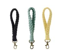 Opexicos 3 llaveros suaves bohemios hechos a mano pulsera llavero vintage cordón de muñeca tejido exquisito, Negro -, Small
