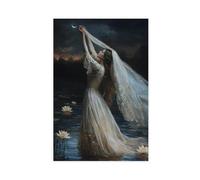 Ophelia Dark Academia Print - Lago iluminado por la luna, arte gótico victoriano para pared, 1