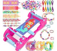 Ophy Abalorios Para Hacer Pulseras - Kit para Hacer Pulseras Hacer Pulseras Niñas con Telar Trenzado Desmontable Cuentas para Pulseras con Cuentas Brillantes Kit Manualidades para Niñas 6-12 Años