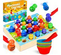Ophy Juguetes Montessori de Combinación de Color para Contar - Juguetes Apilar Habilidades Matemáticas y Clasificación Juguetes Educativos con Tazas Y Pinzas Regalo Niños 2 3 4 5 Años Juego de Pesca