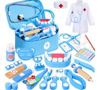 Ophy Maletin Medicos Juguete, Doctora Juguete para Niños con Estetoscopio de Alta Simulación Juego de rol para Niños de 3 años o más Kit de Dentista Regalos para Niños de 3 a 8 Años Doctora Juguete