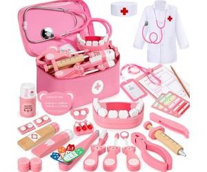 Ophy Maletin Medicos Juguete, 46 Piezas Doctora Juguetes Niña Niños 3+, Doctora Juguete con Estetoscopio Realista Accesorios, Dentista Disfraz Kit EfficientGrip, Víspera de Todos los Santos