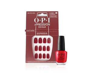 OPI xPRESS/ON Uñas artificiales reutilizables con hasta 14 días de uso + Esmalte de uñas Nail Lacquer hasta 7 días de duración - Tono Big Apple Red - Rojo (15ml)