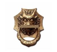 OPIGJUFD Aldaba Puerta Exterior Aldaba de puerta con cabeza dragón latón grande, patio Villa fundición Vintage, manija anillo, madera antigua Dec