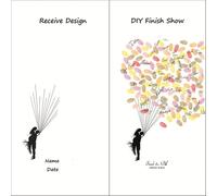 OPIGJUFD Arbol De Huellas Boda Regalo de Boda, Pintura árbol con Huellas Dactilares, Amante del Beso, Libro visitas for Fiesta, decoración en Lienzo Recuerdo(Color06,35x50cm 14x20inch)