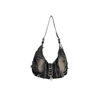 OPIGJUFD Bolso Tipo Cubo Con Remaches Bolso vaquero retro for mujer, bolso de hombro gran capacidad, bandolera, mezclilla, mensajero, bolsos lujo for Tener Una Cita(Black)