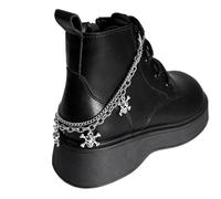 OPIGJUFD Cadena para zapatos 2 piezas de cadena zapatos metal hueca con forma cruz, esqueleto multicapa acero inoxidable for mujer, accesorios decoración for botas, joyería DIY Para emparejar