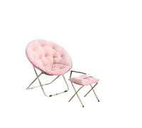 OPIGJUFD CojíN para Silla Colgante Cómoda Silla de Piel sintética con platillo, Redonda y Plegable, for Sala Estar, Asiento Flexible for Adultos, Forma Luna Grande Decorativa JardíN(Pink)