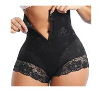 OPIGJUFD Faja Pantalon Bragas Moldeadoras de Cintura Alta con Encaje y Cierre Cremallera for Mujer, Ropa Interior Moldeadora, Invisible, Adelgazante(Black 311,M)