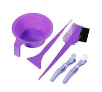 OPIGJUFD Juego de Herramientas de Cuenco y Cepillo El tinte for el cabello del salón profesional fija 5pcs, cepillos, tazones, clips, especiales Utilizado en barberías(Purple)