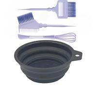 OPIGJUFD Juego de Herramientas de Cuenco y Cepillo Kit de tinte for el cabello profesional con cepillos y cuenco plegable silicona, herramientas estilismo for colorear en hogar, 4 Uds(Color 02)