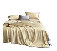 OPIGJUFD Manta Refrescante Manta refrescante de Seda Morera Fina con Funda de Seda Lavada, edredón de Verano Ligero y Natural.(Gold,200x230cm)