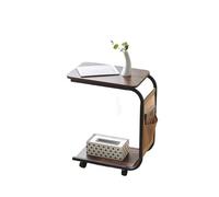 OPIGJUFD Mesa Auxiliar de sofá Mesa Auxiliar en Forma de C con Ruedas for Sala Estar, Extremo sofá móvil, mesita Noche portátil for café y refrigerios(Brown)