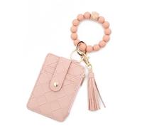 OPIGJUFD Monedero De Pulsera con Llavero De Borla Cartera del Titular de la Tarjeta crédito identificación Cuero PU Llegada con el Llavero Borla Gota Brazalete mitón Saliendo(Color 2)