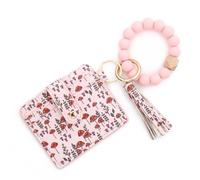OPIGJUFD Monedero De Pulsera con Llavero De Borla Pulsera de Cuentas con Estampado océano, Tarjetero Cuero, Llavero, Cartera Forma Seta y Fruta Saliendo(Color 5)