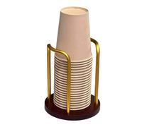 OPIGJUFD Portavasos De Papel Coffee Cup Dispenser Rack With Wood Base And Lid Organizer For Countertop - Perfect For Paper Cups, And Almacenamiento(Single cup-Golden)