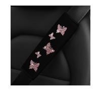 OPIGJUFD Protector Cinturon Coche 1 Tela Brillante de Mariposa Rosa, Suministros automotrices, Funda for cinturón de Seguridad, cinturón de Seguridad cómodo antiapriete(Pink)