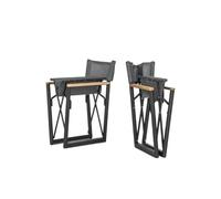 OPIGJUFD Silla de Director Plegable 2 sillas Plegables de jardín for Playa y Exterior con Asiento Director Aluminio, Madera Teca Negra, for Piscina salón