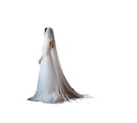 OPIGJUFD Velo de novia Velo de novia con borde extra ancho tul peine metálico en blanco Para una boda(Color3,400cm)