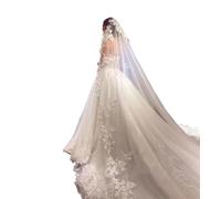 OPIGJUFD Velo de novia Velo de novia con peineta, velo encaje apliques estilo catedral Para una boda(Ivory,350cm)