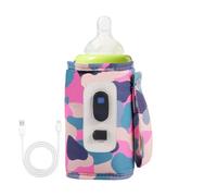 Opilroyn Calentador de botellas de viaje, soporte de calor de leche USB, calentador rápido de bebidas de leche con pantalla de temperatura para viajes, camping, compras al aire libre