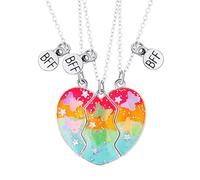Opilroyn Collar de amistad, Colgante magnético del corazón mejores amigos para siempre, Collares de amistad para 3 - Collar de amistad para el mejor amigo collar regalos para 3 niñas a juego con el
