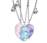Opilroyn Collar de la amistad, colgante magnético de de corazón Best Friends Forever, gargantilla para 3 - medallón de mejor amiga para 3 niñas, colgante de corazón a juego, Refer to