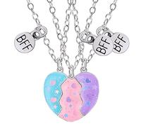 Opilroyn Collar de la amistad, colgante magnético de de corazón Best Friends Forever, gargantilla para 3 - medallón de mejor amiga para 3 niñas, colgante de corazón a juego, Refer to