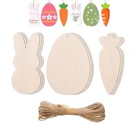 Opilroyn Conejo huevo zanahoria carteles vacíos, recortes de Pascua | Conejo de Pascua Huevos zanahoria Recorte Signos sin terminar | Decoraciones artesanales hechas a mano para el hogar