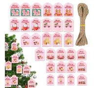 Opilroyn Etiquetas de Navidad,30 Piezas Decoraciones - Etiquetas de Navidad de Madera con Cuerda y Agujeros | Para Vacaciones, Cumpleaños, Regalos de Fiesta de Halloween, Decoraciones, Familia, Cartas