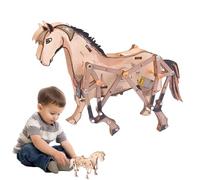Opilroyn Juegos de Construcción de Animales - Bloques de Construcción Educativos Para Estimular El Desarrollo Infantil - Decoración De Mesa, Forma De Caballo De Madera Juguetes De Construcción Para