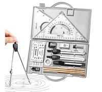 Opilroyn Set de geometría, juego de 16 herramientas de diseño de geometría matemática con caja de almacenamiento para artistas, estudiantes, profesores, arquitectos