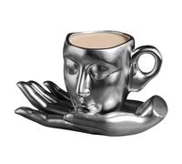 Opilroyn Taza De Café Con Cara Humana - Taza De Café Con Cara Humana, Taza De Té Y Platillo Únicos Con Cara Humana, Juego De Tazas De Té Y Platillo De Cerámica Con Escultura, Taza Para Agua, Té