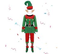 Opilroyn Traje de ayudante de Papá Noel para niños, traje de fiesta de vacaciones, vestido de Navidad, disfraz de ayudante de Papá Noel, para fiesta de máscaras, eventos, teatro, carnaval
