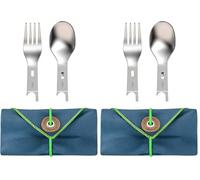 Opinel - Accesorios de Picnic + - con 2 Insertos de Tenedor y Cuchara y Estuche de Servilleta de Microfibra - Ideal para Picnic, Camping, Viajes - Fabricación Francesa (Paquete de 2)