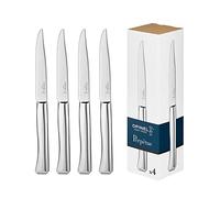 OPINEL - Caja de 4 Cuchillos de Mesa Perpétue - Hoja de Acero Inoxidable Microdentada - Mango de Acero Inoxidable Ligero y Cómodo - Corte Óptimo - Diseño Contemporáneo