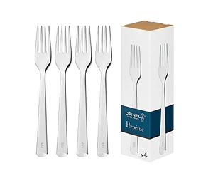 Opinel - Caja de 4 Tenedores Perpétue - Acero Inoxidable Confortable - Apto para Lavavajillas - Diseño Contemporáneo Refinado - Idea de Regalo Ideal para Inauguración de Casa